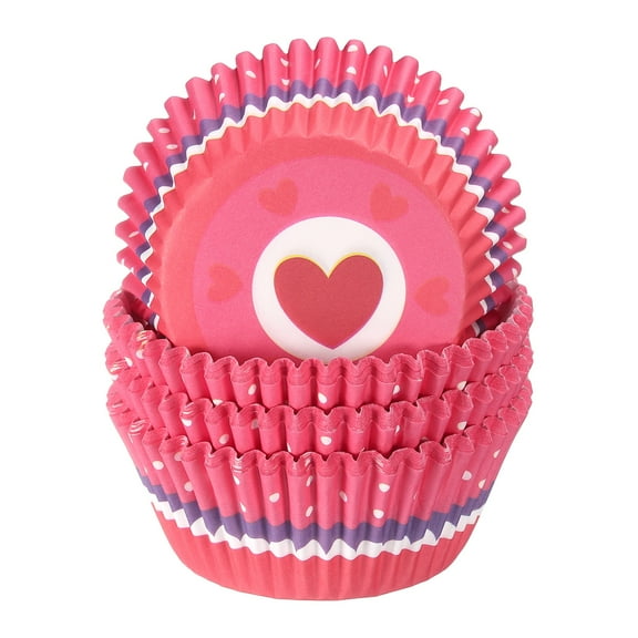 Uxcell 100 Count Cupcake Liners Cupcake Cups Standard Size Muffins Liners Papers Baking Cups Wrappers Greaseproof Pink Heart