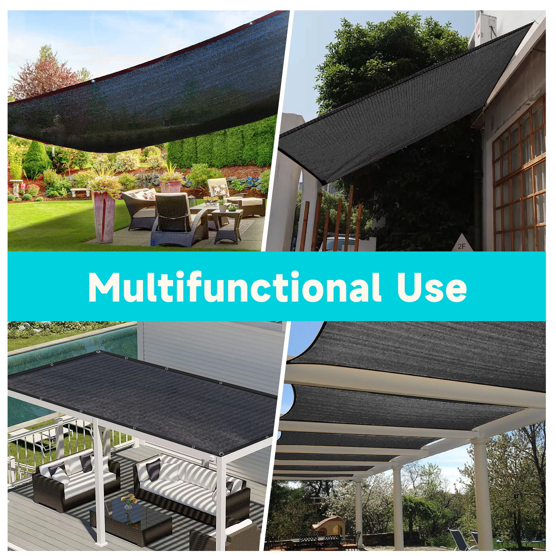LCGOD Sun Shade Canopy 12x12ft Patio Sun Shade Cloth 85% UV Block HDPE Mesh Tarp with Brass Eyelets