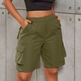 thumbnail image 6 of Fnooota Womens Cargo Bermuda Shorts, Summer Relaxed Fit Elastic Waist Above the Knee Hiking Shorts with Pockets Green Size XL, 6 of 8
