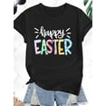 thumbnail image 3 of Casual Comfort, Women's Easter Bunny Print T-Shirt, Casual Crew Neck Short Sleeve Top, Medium Stretch Knit Fabric, All Season Fashion Tee with Applique Detail, 3 of 7