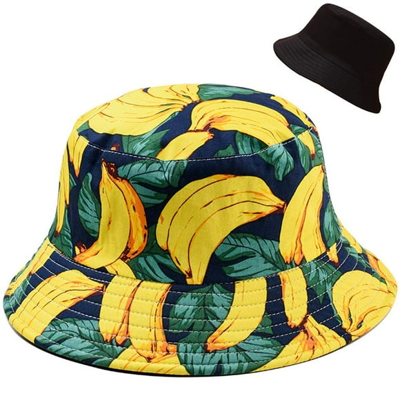XYIYI Lindo sombrero de cubo para playa, sombreros de pescador para mujer, reversible de doble cara