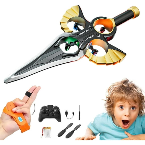 Flying Battle Sword, Flying Sword Drone, Flying Sword RC Airplane, Gesture & Remote Dual-Mode, 3-Speed 360Β° Flip Stunt Glider with Autopilot & LED Light, Drop-Proof Toy for Anyone (B-Handle Style)