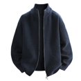 thumbnail image 2 of Jackets for Men 2025 Fall Winter Loose Casual Long Sleeve Stand Collar Zip Up Jacket Knit Cardigan Outerwear Coat, 2 of 6