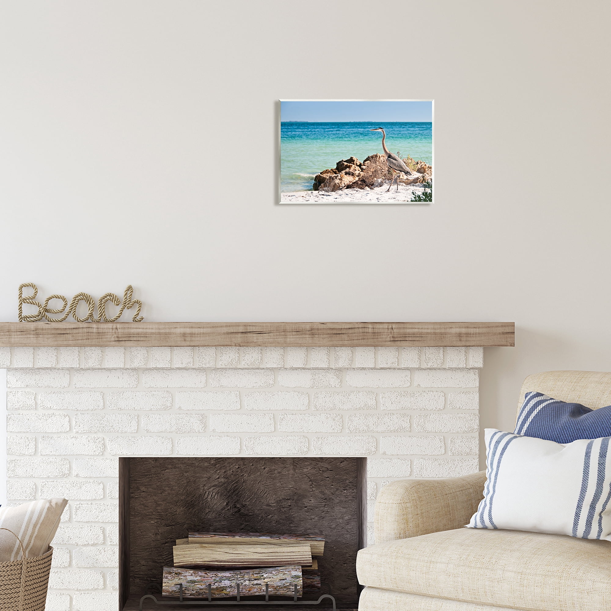 Stupell Industries Heron Watching Ocean Animals & Insects Photography Unframed Art Print Wall Art, 15 x 10