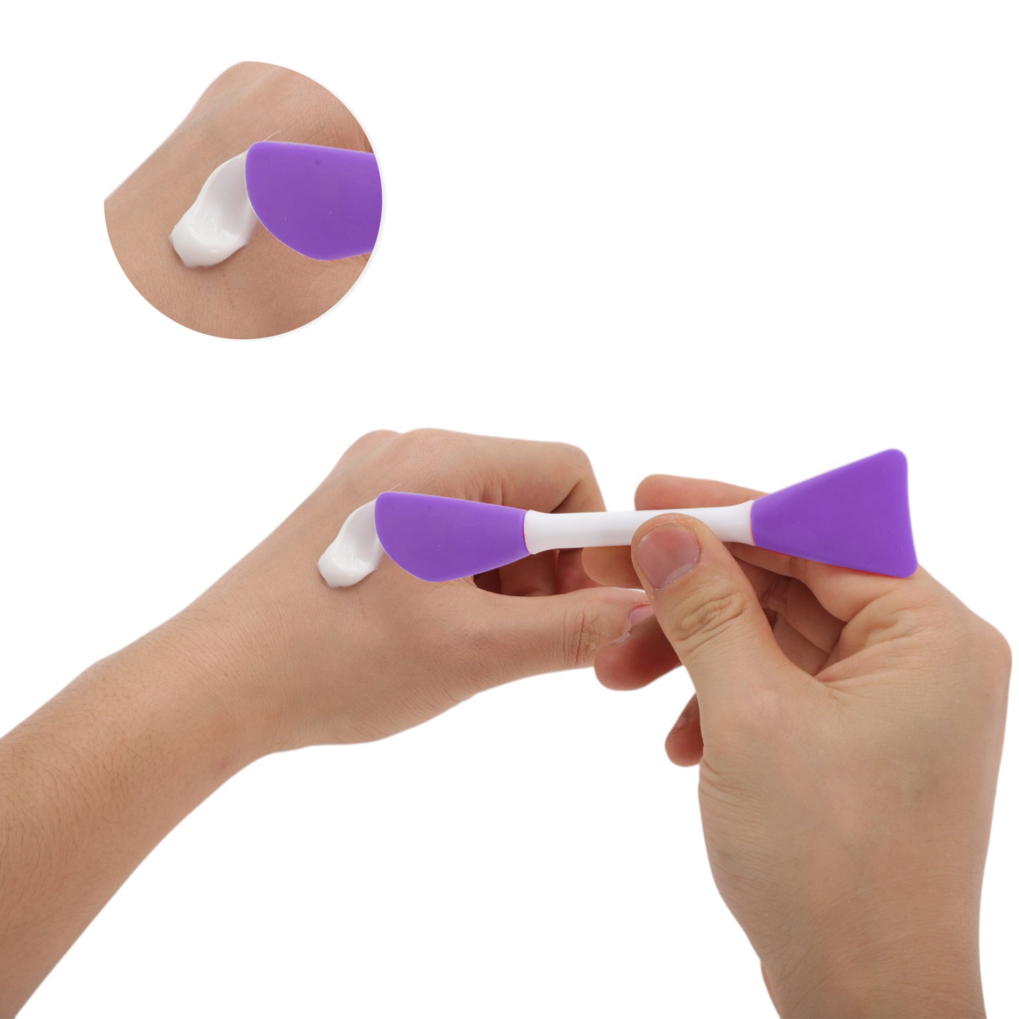 Unique Bargains Smooth Two-in-One Facial Mask Brush 2 Pcs Deep Purple