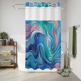thumbnail image 6 of No Hook Shower Curtain, Blue Pink Ombre Shower Curtains for Bathroom with See Through Top Window, Modern Abstract Art Waterproof & Washable Bath Curtain Stand Up Stall 36"x72", 6 of 9