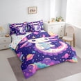 thumbnail image 3 of Manfei Lovely Salamander Axolotl 7 Pieces Bedding Comforter Set,Magic Ocean Animal Full Bedding Set,Purple Galaxy Planet Fitted Sheet Flat Sheet For Children,Breathable Home Decor Reversible, 3 of 8