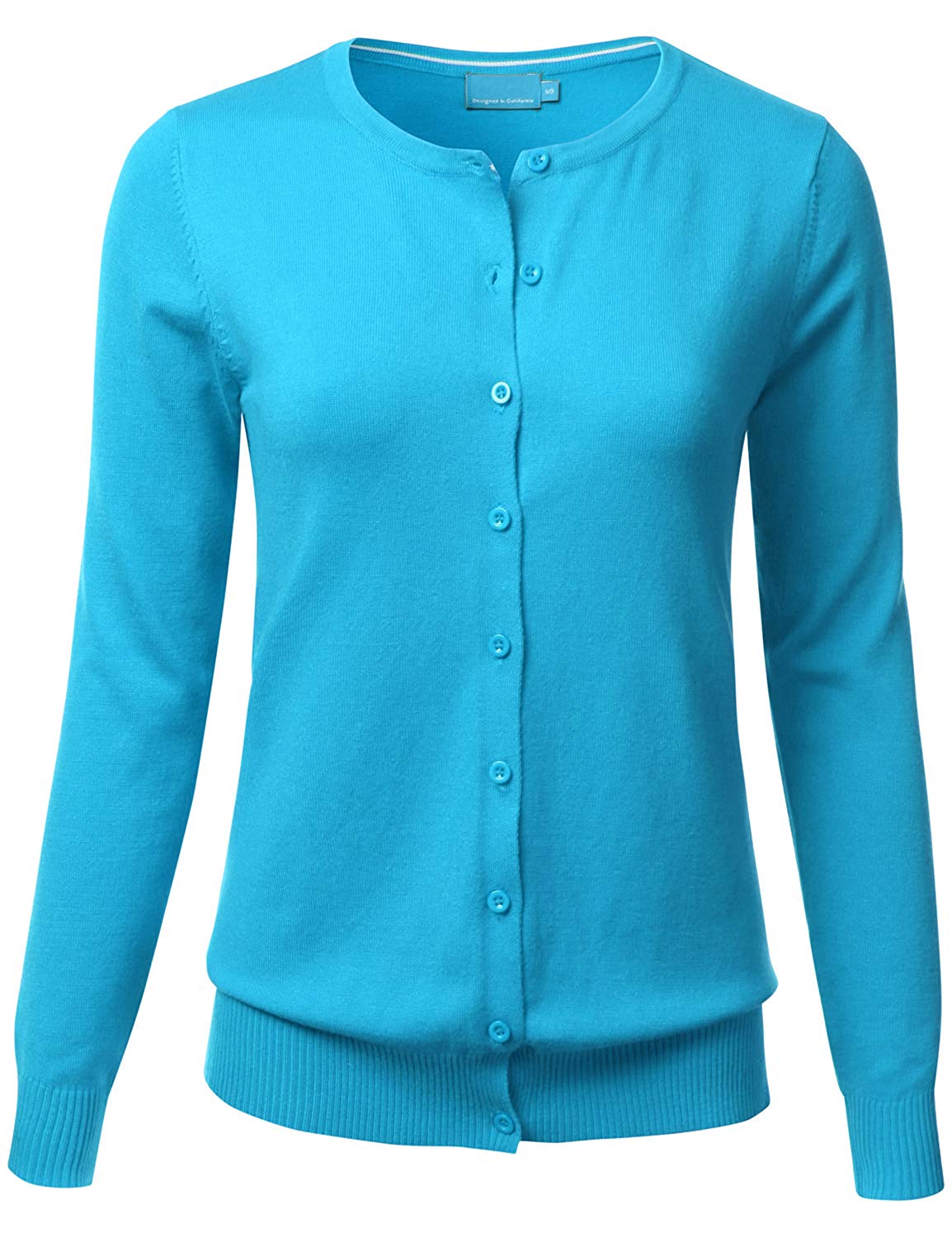 Turquoise Classic Button Up Cardigan Fitted Sweater Retro Vintage 50s Style  | soldamaq.com.py