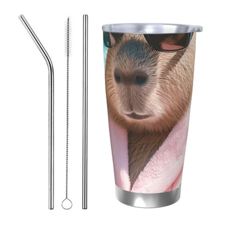 

Gaeub Island Vacation Guinea Pig Print 20-Ounce Stainless Steel Car Cup Tumblers Cups with Lids and Straw Coffee Cups for Adults Kids Home Car Office School Travel Party-Straw Three-piece Set