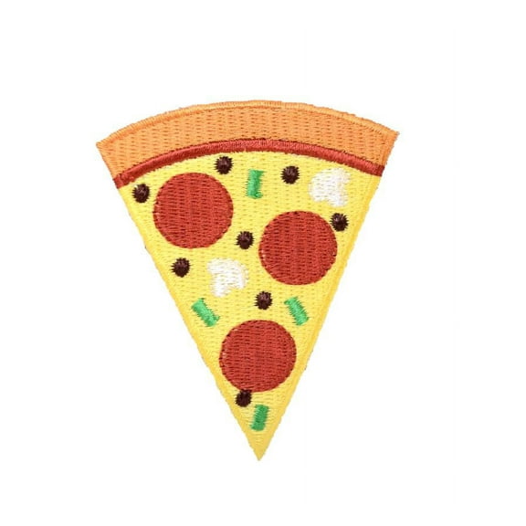 Pizza Slice - Cheese, Pepperoni, Mushrooms, Peppers, Supreme - Food - Iron on Applique - Embroidered Patch