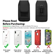 LUXMO Universal Pouch Holster for iPhone 8 7 Plus, Vertical Belt Clip & Loop Carrying Case for iPhone Xs Max/XR (Fit iPhone with Thin Hard Case) - Built-in 2 Card Slots - Removable Metal Hook