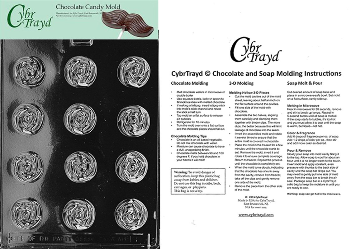 Small Roses Chocolate Candy Mold with Exclusive Cybrtrayd Copyrighted