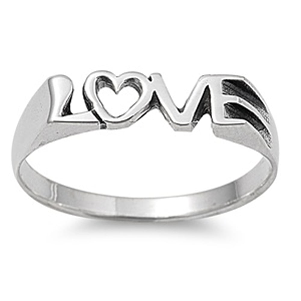 Love Spelt Out Word Script Sterling Silver Ring 