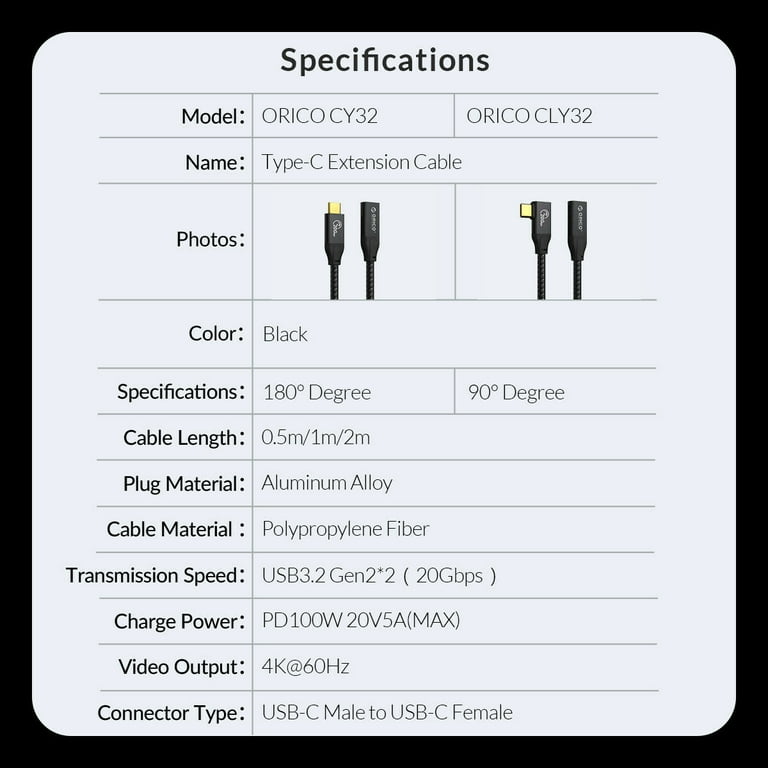 USB-C charging cable - 1M - 2A Fast Charge - White - Orico