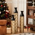 thumbnail image 4 of YIQMI Black Gold 3D Hex Floor Vase Set of 3 Metal Tall Vases 34/29/25 in for Dried Protea, Faux Anthurium, Thanksgiving, Christmas, Housewarming, 4 of 8