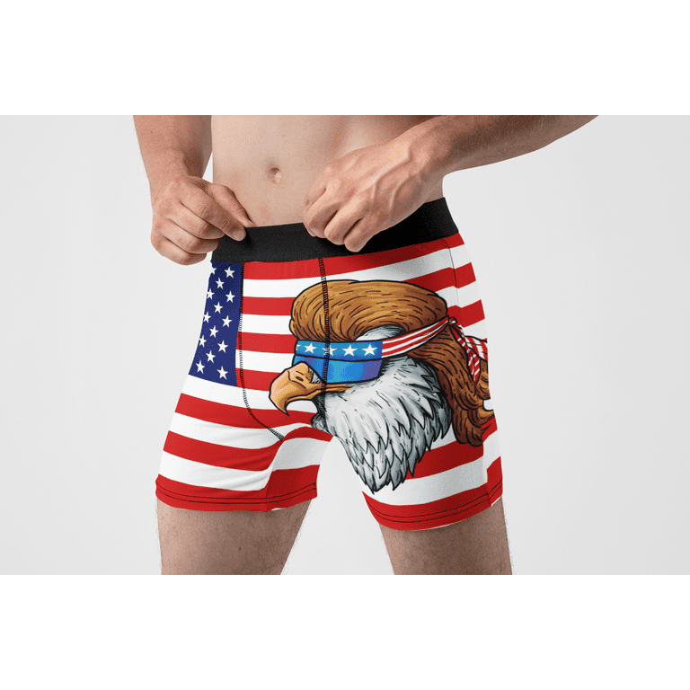 Funny Boxer Briefs for Men American Flag Bald Eagle Mullet Underwear