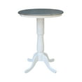 thumbnail image 2 of International Concepts Solid Wood 3-Piece Dining Set with 30 in. Round Pedestal Bar Height Table and 2 Cross Back Bar Height Stools in White/Heather Gray, 2 of 3