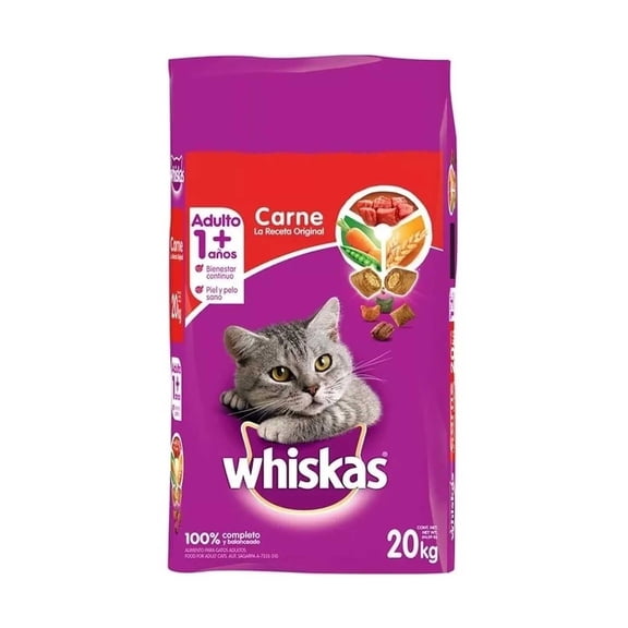 Whiskas alimento para Gatos Adultos Carne Receta Orginal 20Kg Whiskas Carne receta original