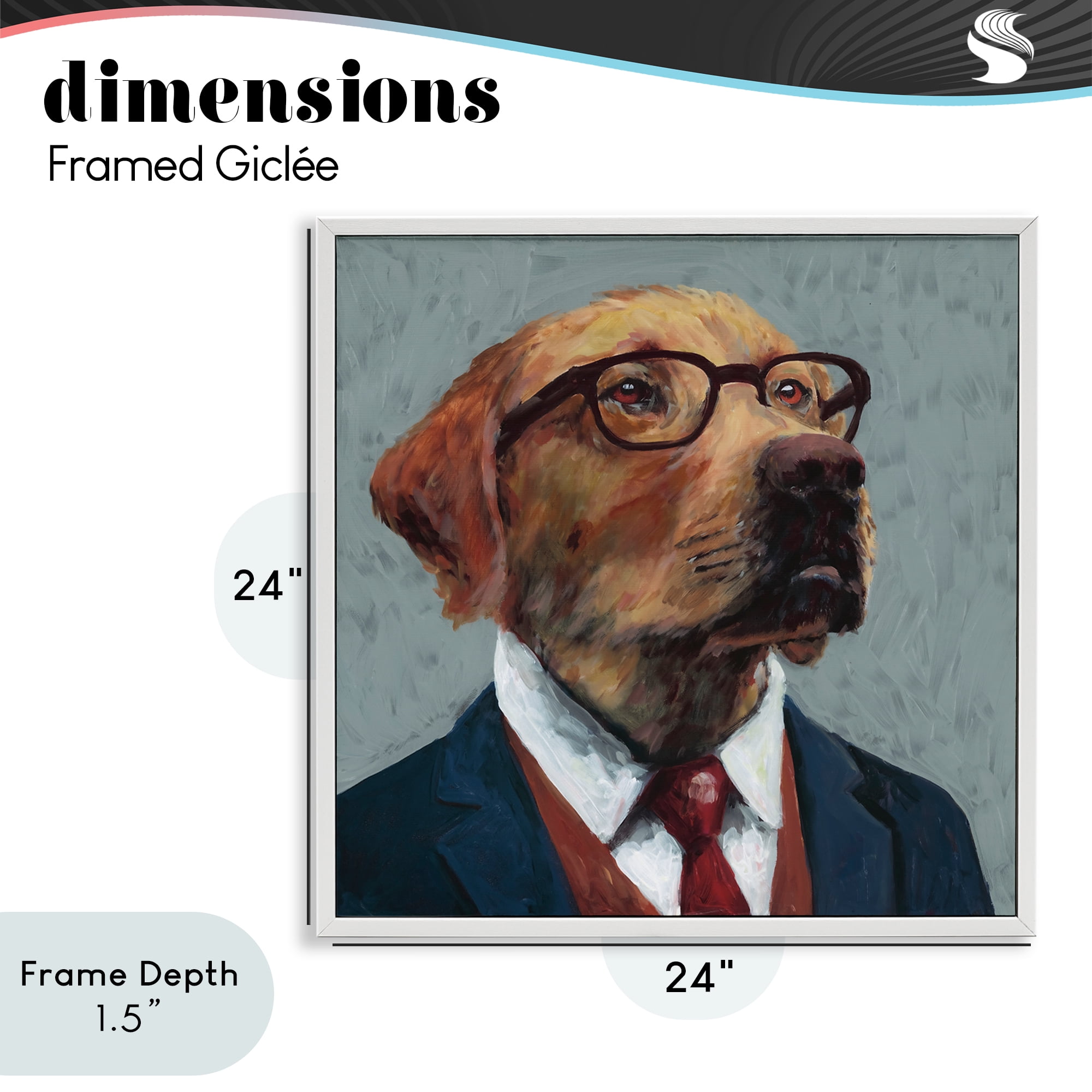 Stupell Industries Bark Kent Portrait White Framed Giclee Art, design by Studio Bautista