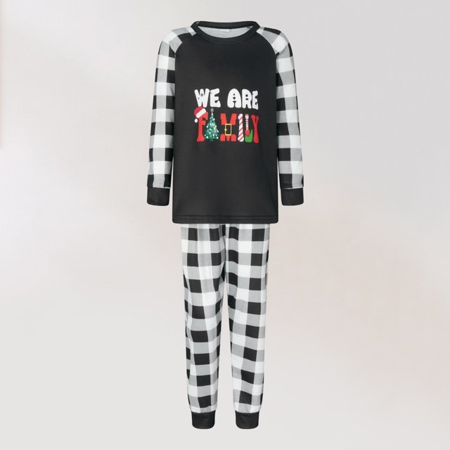 Vestido familiar para padres e hijos cuello redondo estampado de árbol de Navidad traje diario informal a cuadros