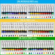 U.S. Art Supply 133-Piece Deluxe Ultimate Artist Painting Set with Aluminum and Wood Easels, 72 Paint Colors, 24 Acrylic, 24 Oil, 24 Watercolor, 8 Canvases, 44 Brushes, 4 Painting & Sketch Pads & More