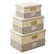 thumbnail image 1 of 3 cubos de almacenamiento con tapas, cajas de almacenamiento plegables de lino y algodón con tapas, TOMSHOO Beige, 1 of 7