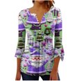 thumbnail image 1 of DPTALR Top Plissé à Manches 3/4 Imprimé V-neck pour Femme, 1 of 2