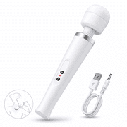 Artrylin Powerful Personal Wand Massager, Quiet Handheld Electric Back Massager with 10 Vibration Modes, Sports Recovery and Relieve Deep Tissue Muscle Pain for Neck Back Shoulders Legs Feet (White)
