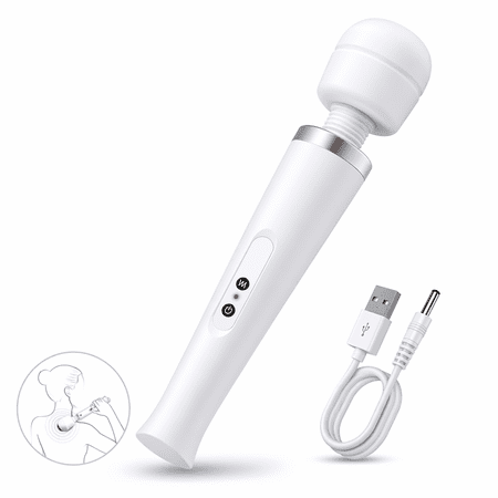 Artrylin Powerful Personal Wand Massager, Quiet Handheld Electric Back Massager with 10 Vibration Modes, Sports Recovery and Relieve Deep Tissue Muscle Pain for Neck Back Shoulders Legs Feet (White)