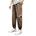 thumbnail image 2 of PNTUTB Men's Cuffed Pants Elastic Waist Drawstring Athletic Pant Soild Color Loose Casual Comfort Daily Workout Trendy Fashion Pants with Pockets, 2 of 6