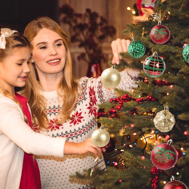 Fiudx Ofertas de la semana Fondo de decoración de árbol de Navidad de papel kraft, bola de Navidad, accesorios de boda, juego de colgantes, bola de Navidad en caja pintada