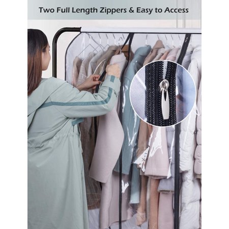 50 Extra Large Clear Hanging Garment Bags For Closet Storage Bottom Enclosed Rack Cover Sealed Wardrobe Clothes Protector Coats Suits Dresses Not Including Frame Canada Clear Hanging Garment Bags, Enclosed Garment Rack