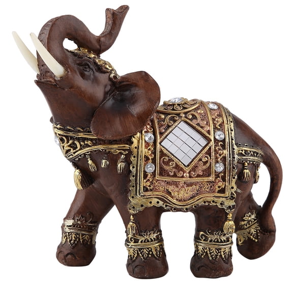 Garosa Lucky Feng Shui Wood Grain Elephant Statue Sculpture Wealth Figurine Gift Home Decoration, Elephant Statue, Elephant Figurine