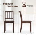 thumbnail image 3 of Costway Wood Dining Chair Set of 2 with Rubber Wood Legs Curved Backrest for Kitchen Brown, 3 of 10
