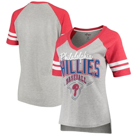 - Philadelphia Phillies G-III 4Her by Carl Banks Women's Goal Line T-Shirt - Heathered Gray/Red