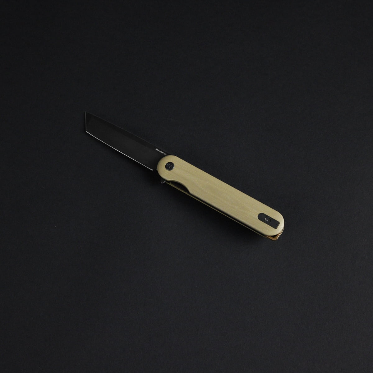 Swiss Tech Gerundet M2 Folding Knife, 14C28N Steel Tanto Blade, Fde G-10 Handle, EDC Pocket Knife with Reversible Pocket Clip