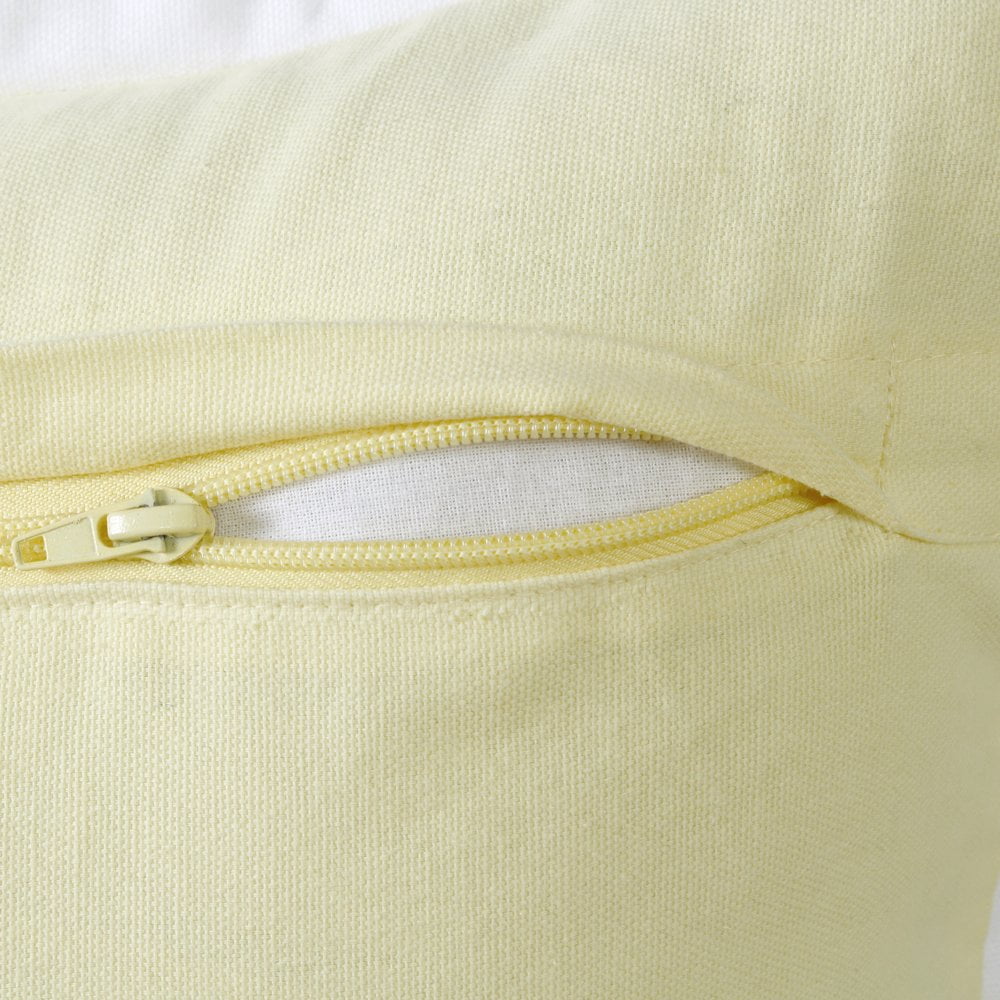 LR Home Ox Bay Hand-Woven Yellow/White Bordered All-Natural Cotton Pillow Cover