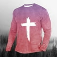 thumbnail image 2 of DeHolifer T-Shirts for Men Plus Size Gradient Color Cross Printed Lightweight Casual Crewneck Loose Long Sleeve Tee T-Shirts Pink 4XL, 2 of 3