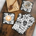 thumbnail image 5 of Black and White Skull Kitchen Oven Mitt and Pot Holder Sets 4 Pcs for Baking, Cooking and Grilling, Heat Resistant Up To 392 °F, 5 of 7