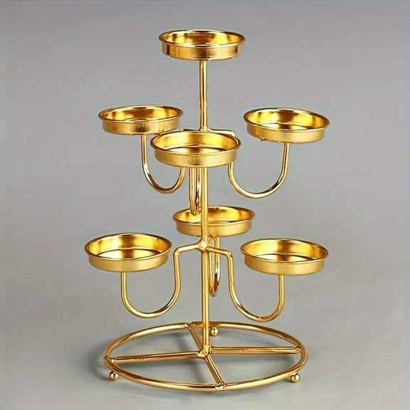 Dazzling Display, Elegant 7-Tier Metal Tea Light Candle Holder - Perfect for Home Decor, Fits 1.57" Diameter Candles, Ideal for Halloween, Christmas, Easter, Thanksgiving