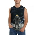 thumbnail image 2 of Lsque Astronaut Standing In The Moon Print Men's Cotton Blend Sleeveless Muscle Shirts (S-3XL)- Moisture Wicking, Odor Protection, UPF 30+,Large, 2 of 8
