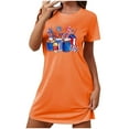 thumbnail image 2 of WREESH Independence Day Sleepwear Women's Short Nightgown with Patriotic Print Crew Neck T-Shirt Dress Orange, 2 of 7