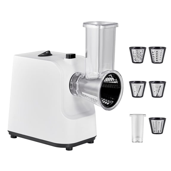 Electric Vegetable Slicer&Cheese Grater,200W Food Processor with 5 Attachments for Shredding,Slicing,and Chopping Fruits,Vegetables,and Cheeses