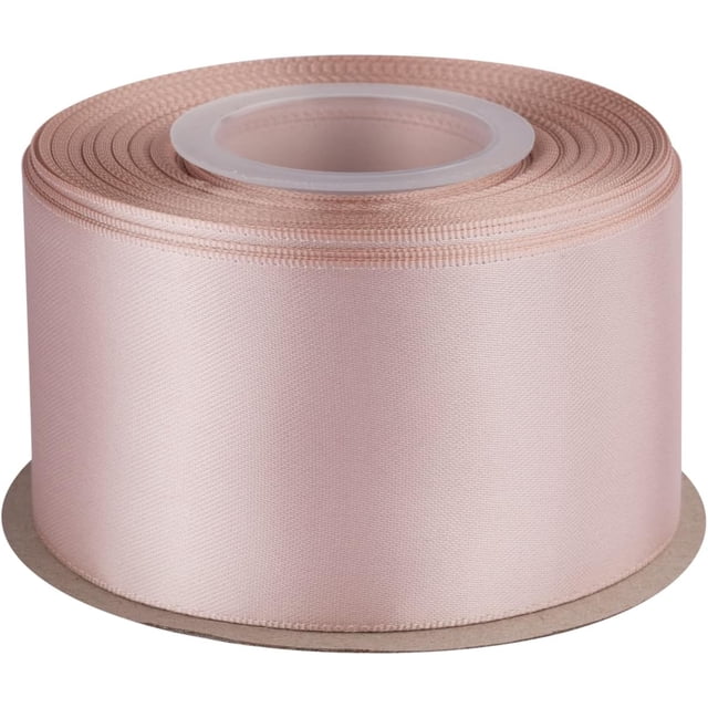 GFDYREE 2" Inch Double Faced Satin Ribbon Vanilla Solid Polyester Craft Ribbon - 25 Yards Perfect for Gift Wrapping, Crafts, Wreath, Wedding Party Ceremony Decoration, Floral Arrangement, Se
