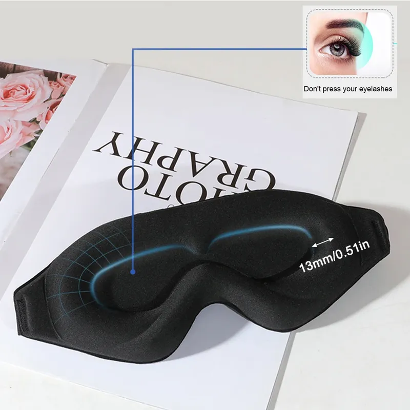Blackout Eye Mask 3D Deep Contoured Sleep Mask Lash Extensions No Pressure Blindfold Sleeping Eye Mask Women Men Side Sleepers