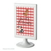 Red Farmhouse Barnyard Birthday, Framed Party Sign, Double-Sided 4x6-inch, Sweets & Treats, Includes Reusable Frame