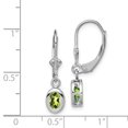 thumbnail image 2 of 925 Sterling Silver Oval Peridot Leverback Earrings Drop Dangle, 2 of 6