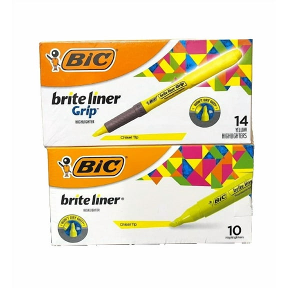 BIC Brite Liner Highlighter Combo Pack, Yellow, 24 ct
