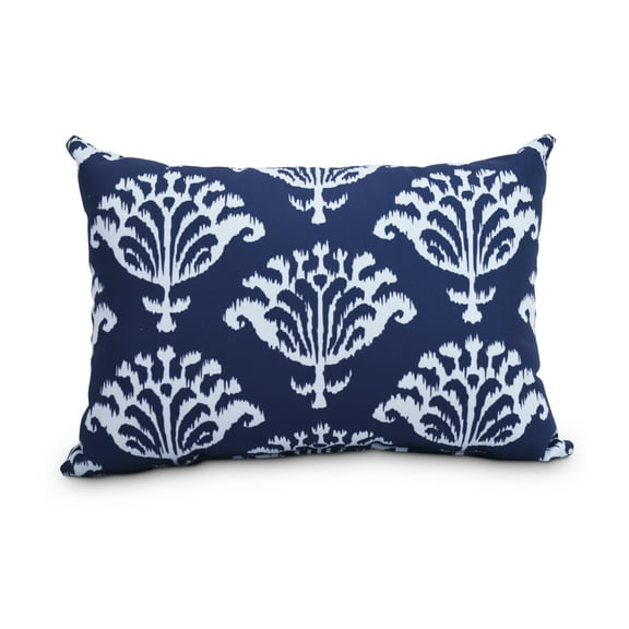 Simply Daisy, 14" x 20" Ikat Navy Blue Decorative Outdoor Throw Pillow