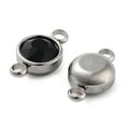 thumbnail image 2 of 1 pc Glass Connector Charms Faceted Flat Round Links with Stainless Steel color Tone 304 Stainless Steel Findings Jet 17.5x10x6.5mm Hole: 2.5mm Glass, 2 of 3